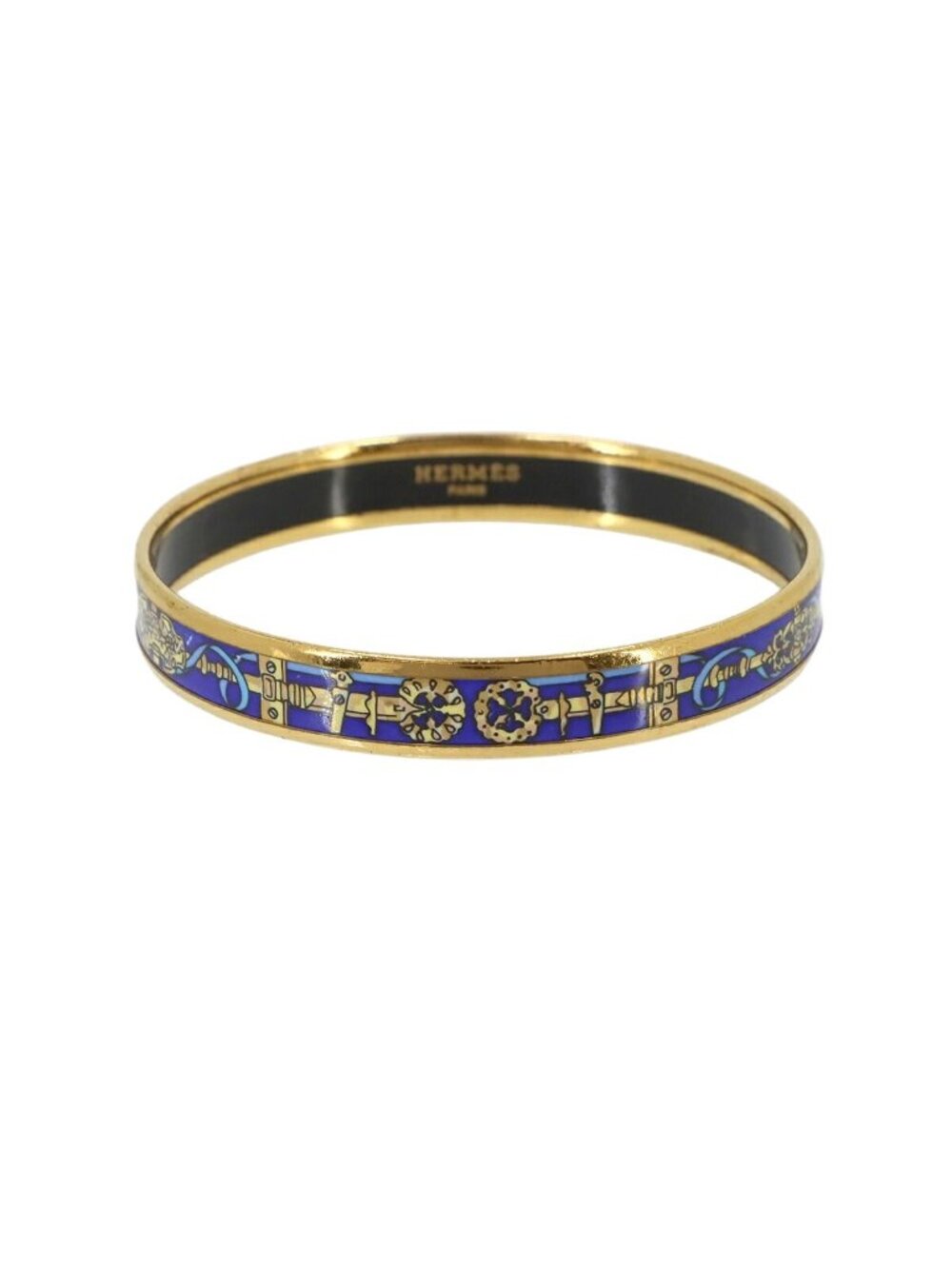 Hermes Enamel PM Bangle Bracelet Blue Gold Email PM